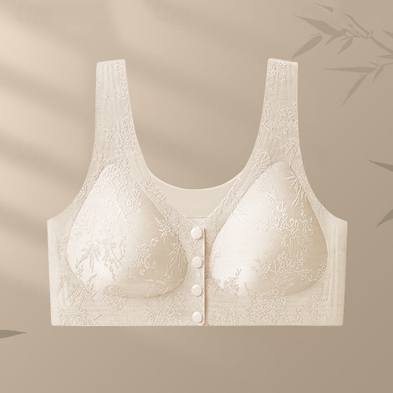 Mulheres Sutiã com fecho frontal Roupa-Interior Conforto Liberdade Total Sem Fio Cor Sólida / Simples Esporte Roupas Esportivas Roxo Profundo Preto Academia Pilates Zumba de 2026 por $31.99 –P4