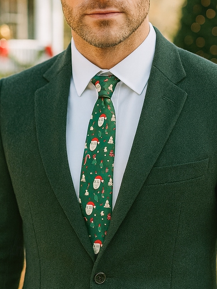 Cravates de Noël pour hommes en polyester – motifs Père Noël, bonhomme de neige et autres motifs festifs, parfaites pour les fêtes de Noël et les occasions spéciales. de 2026 ? $11.99 –P2