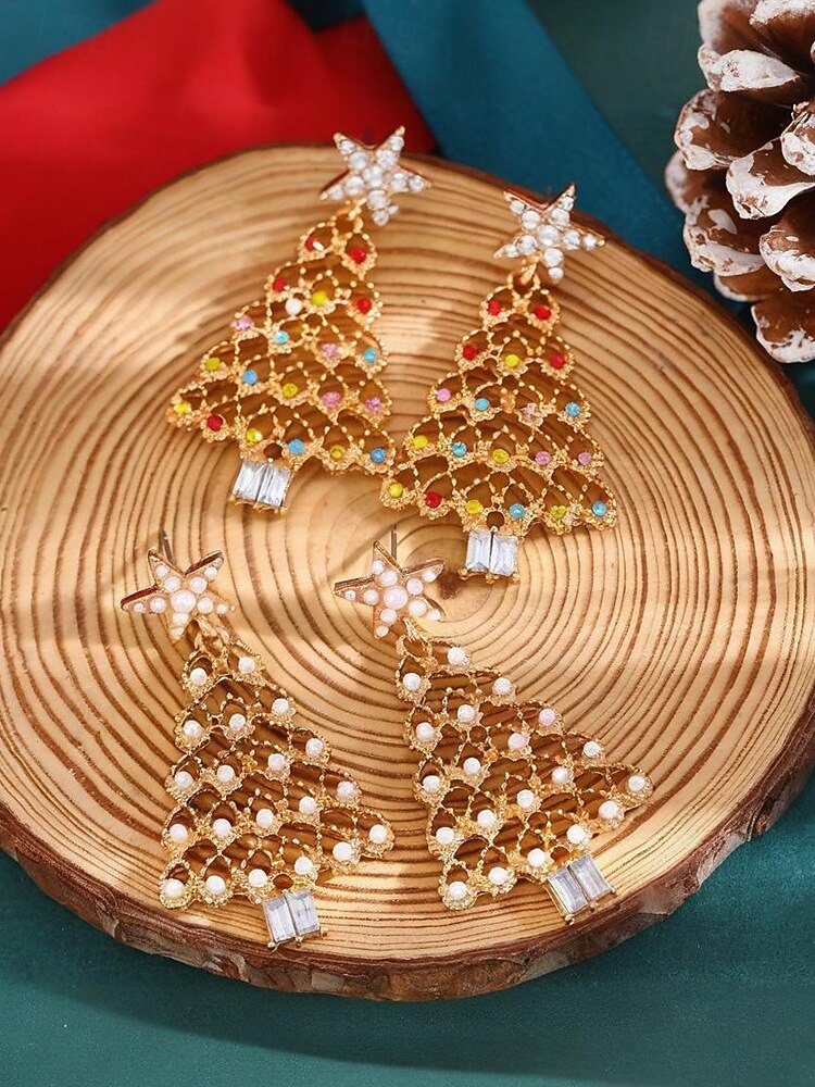 Femmes Boucles d'oreilles clous Boucle d'Oreille Créoles Coloré Blanche Alliage Noël Élégant Soirée / Soir Sapin de Noël de 2026 ? $9.99 –P3