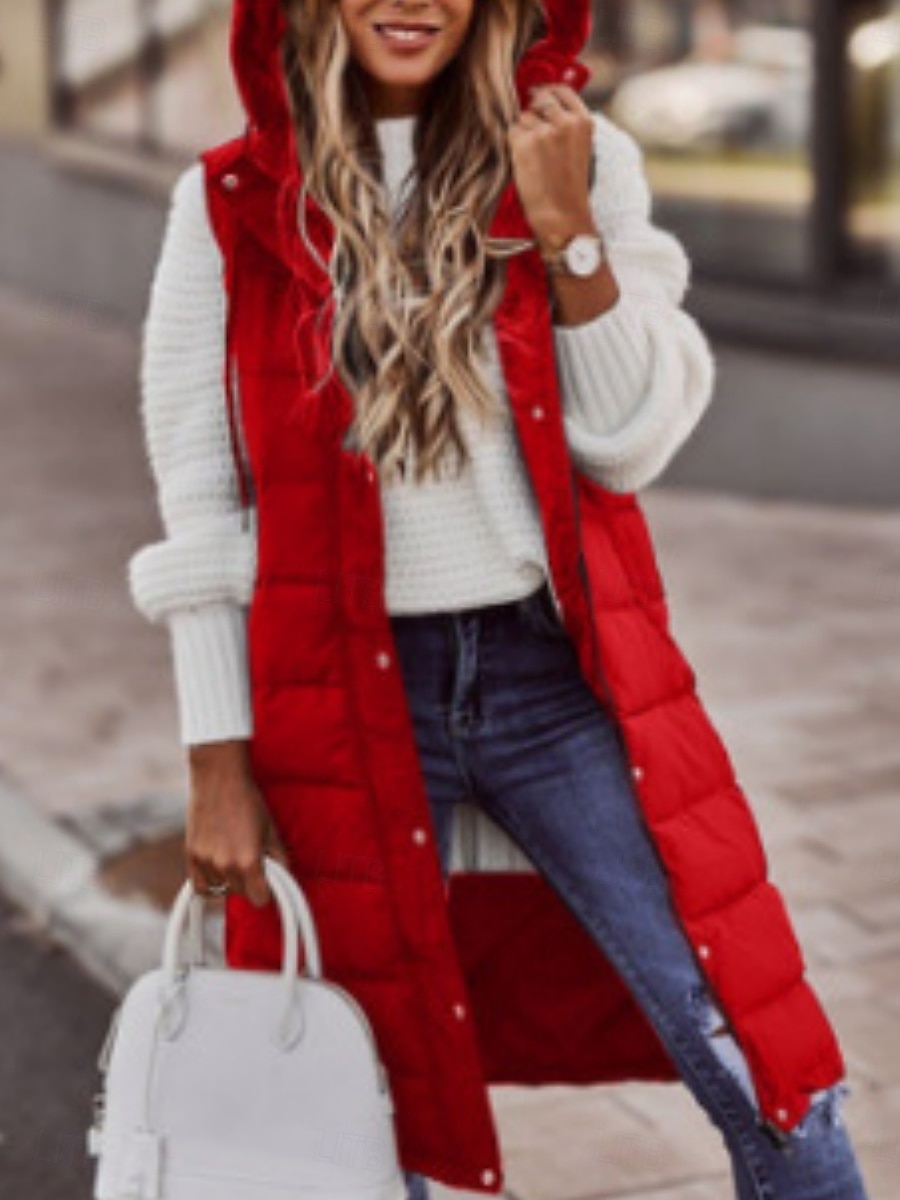 نسائي جاكيت كاجوال سترة مريح متنفس سحاب جيب كاجوال سهل عطلة شارع فضفاض مناسب للبس اليومي صدر فردي طويلة مع قبعة عادي بدون كم ملابس خارجية أبيض أحمر أرجواني الربيع الخريف 2025 - $15.99 –P3