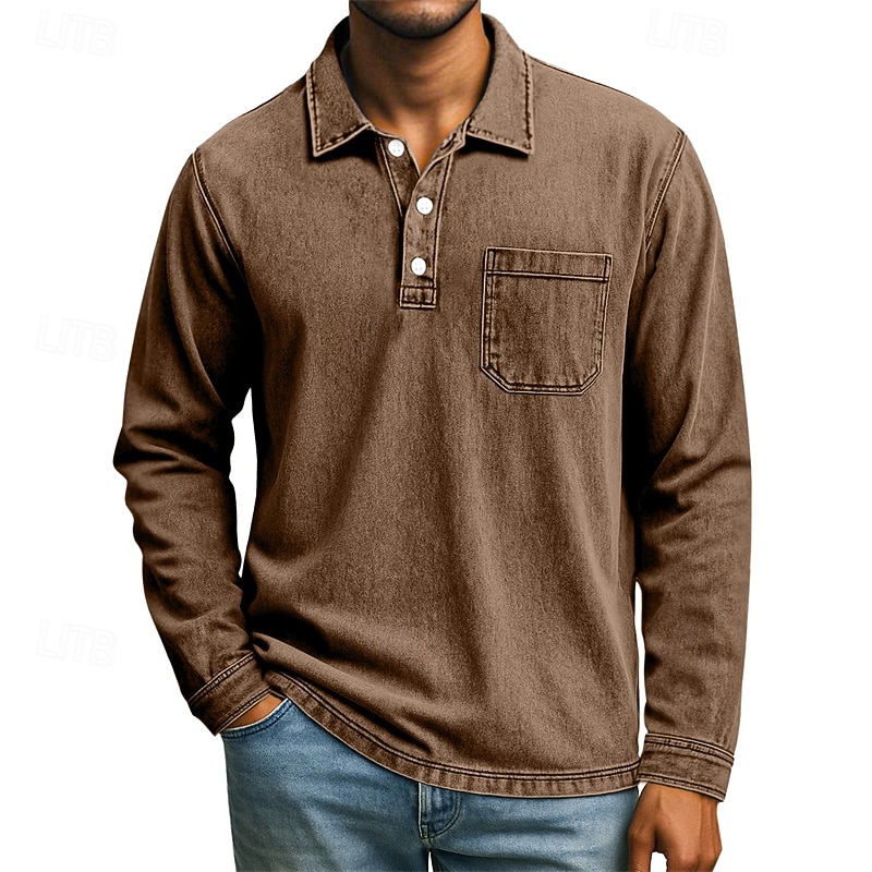 Ανδρικά Πουκάμισο γκολφ Μπλουζάκια Golf Polos Causal Δουλειά Πέτο Μακρυμάνικο Βασικό Μοντέρνα Σκέτο Τσέπη Κουμπιά Άνοιξη Φθινόπωρο Κανονικό Βαθύ πράσινο Σκούρο μπλε Καφέ Πουκάμισο γκολφ 2026 - HUF 7410 –P8