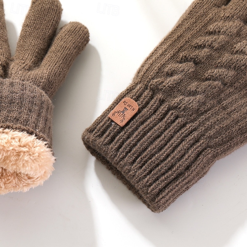 Муж. 1 пара С пальцами Зимние Вязаные перчатки Перчатки без пальцев Мода Современное Перчатки Сохраняет тепло Вязанная Флис Полотняное плетение Осень Черный Темно синий Кофейный Серый 2025 - $6.49 –P6