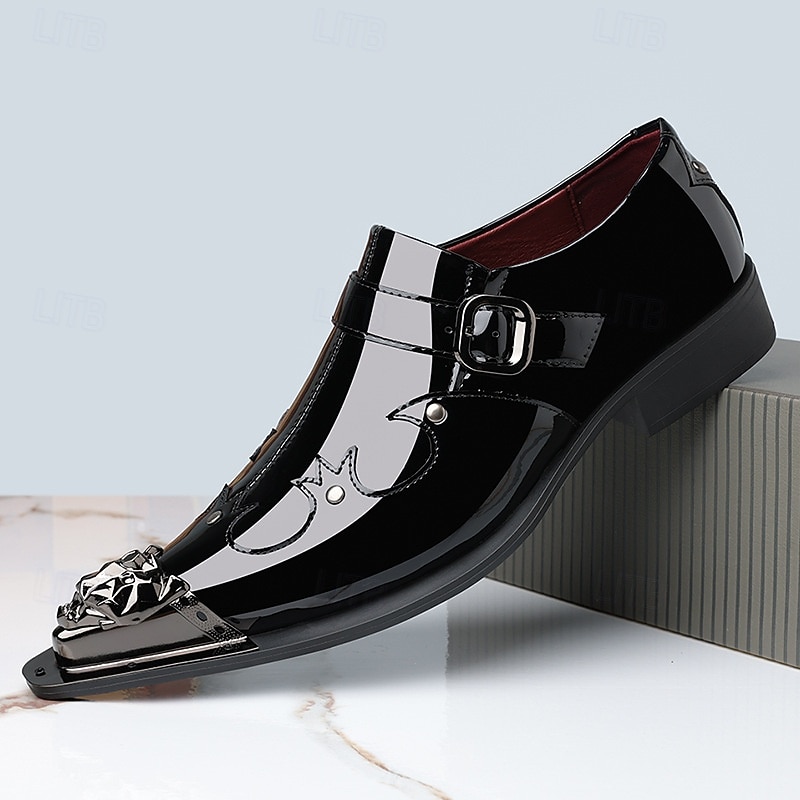 Rode herenschoenen van imitatieleer met monniksband en krokodillenprint – elegant schoeisel voor kerst en feestdagen 2026 - $94.99 –P1