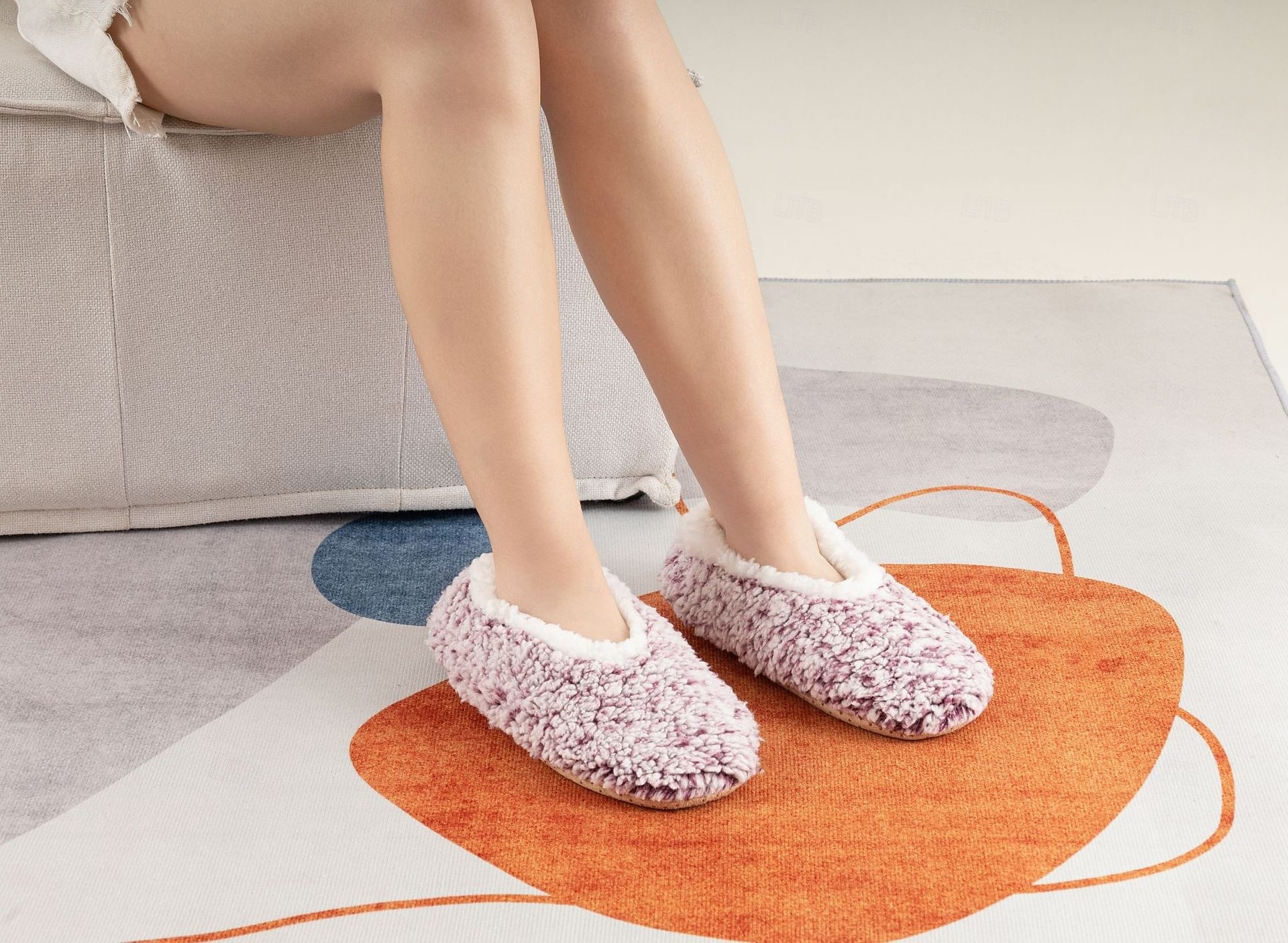 damesokker med fuzzy stjernemønster på gulvet, tykke bomulls-plysj-tøffelsokker for vinterhjemmet eller søvn, varme, koselige sklisikre innesokker 2026 - $12.99 –P13