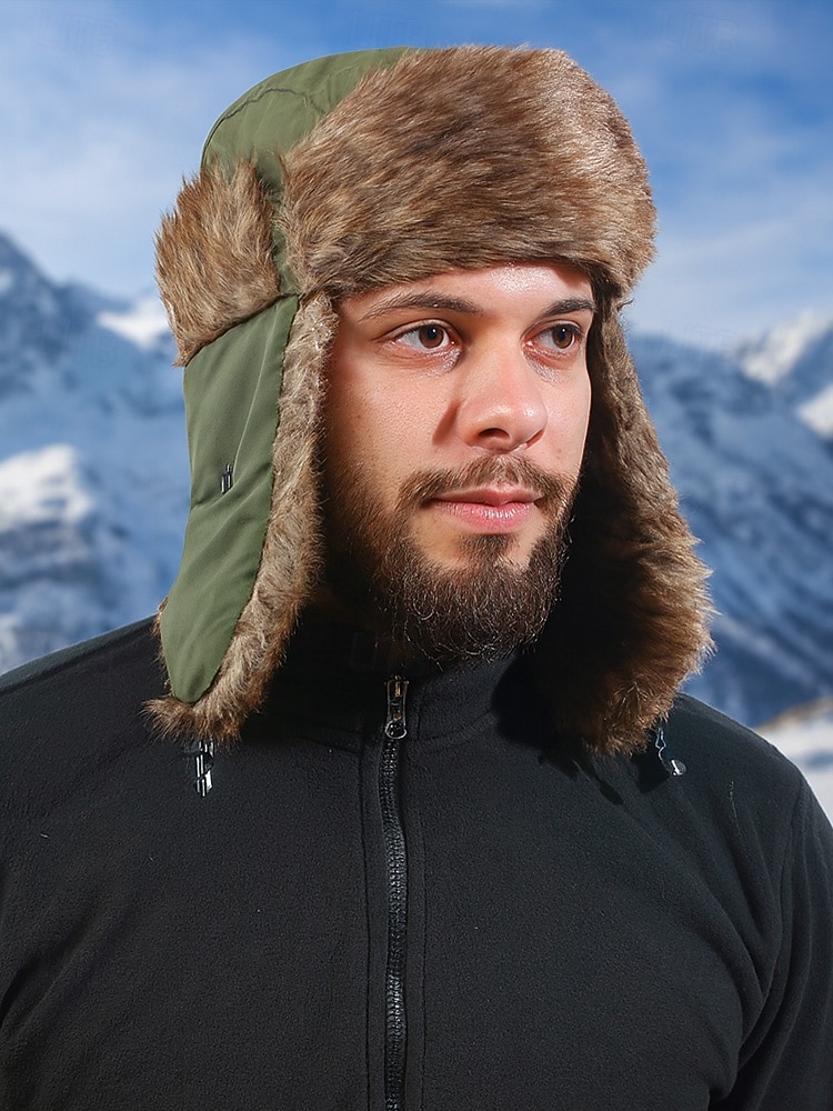 Pánská vánoční čepice s kožešinovou podšívkou – nepromokavá, teplá a útulná, s detaily z umělé kožešiny, ideální na zimní dovolenou a outdoorové aktivity 2026 - $11.99 –P3