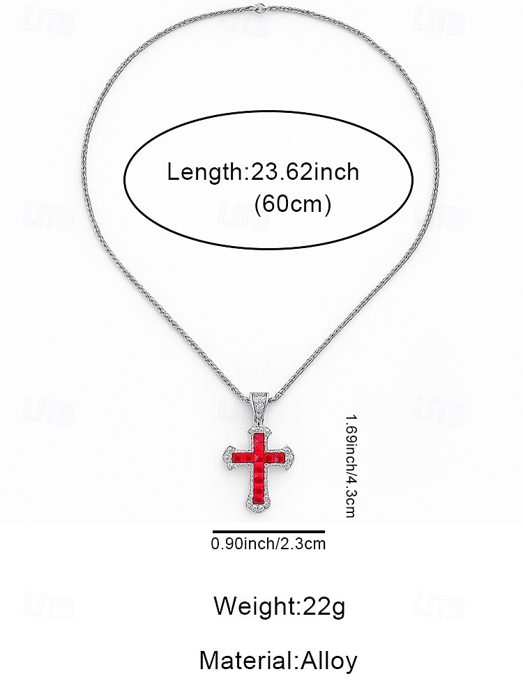 Мужское рождественское ожерелье-крест из сплава, разноцветное, с искрящимся кристаллом, стильный аксессуар для праздничных вечеринок и повседневной носки 2026 - $9.99 –P9