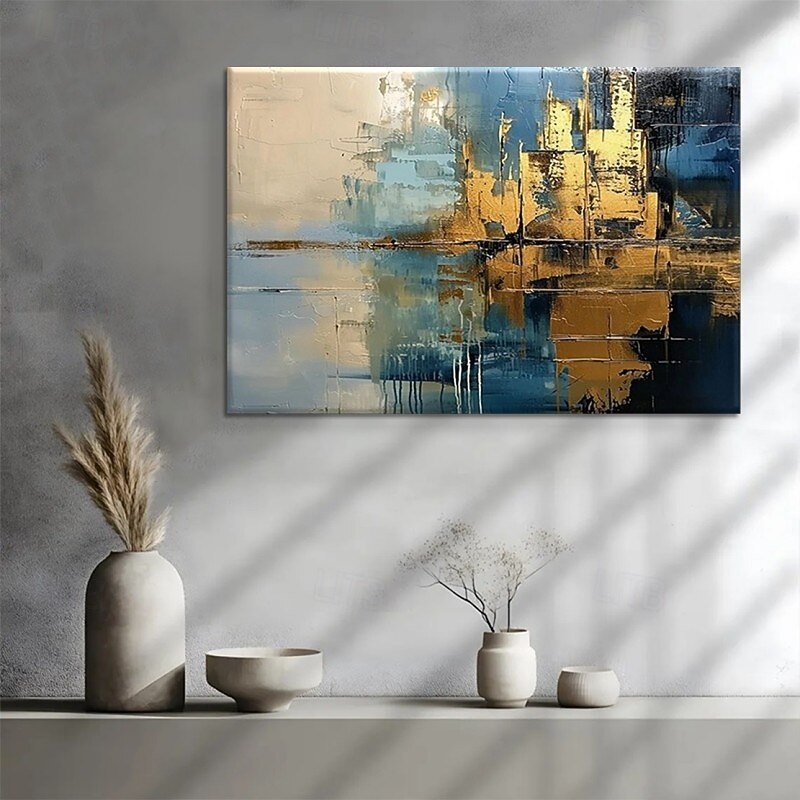 Handmade Oil Painting Canvas Wall Art Decoration Modern Abstract Golden for Home Living Room Decor Stretched Frame Hanging Painting / Rolled Canvas (No Frame) 2026 - $69.99 –P5