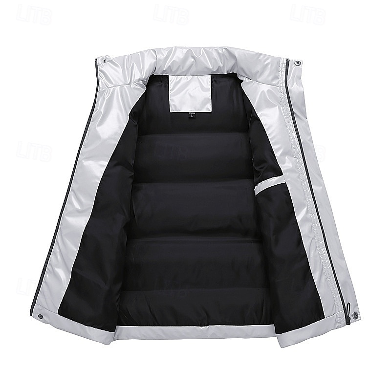 Per uomo Gilet imbottito Gilet Vacanza Quotidiano Data Moda Casual Autunno Inverno Tasca Poliestere Caldo Confortevole Tinta unica Cerniera Collo alla coreana Vestibilità regolare Nero Bianco Caffè del 2026 a $41.99 –P14