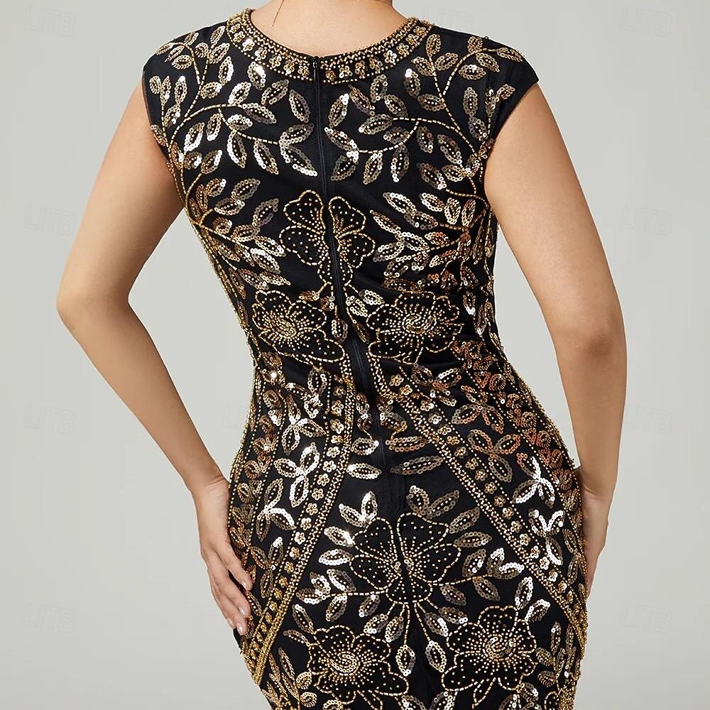 Roaring 20s 1920s Knee Length Flapper Dress Cap Sleeves The Great Gatsby Sequins Fringe Scoop Neck Fancy Dress Women's Christmas Carnival speakeasy Masquerade Retro Theme Party Adults' Dress 2026 - $56.99 –P5