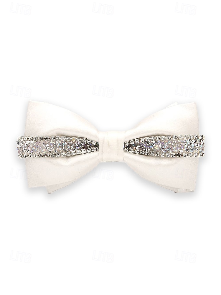 Papion de Crăciun pentru bărbați – papion din satin roșu, negru și alb cu detalii din cristale și lanț auriu – accesoriu elegant de sărbătoare pentru evenimente formale 2026 - $11.99 –P11