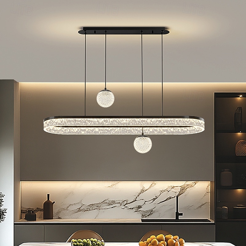 Candelabru oval cu LED negru, lumină de tavan inelară modernă suspendată pentru insulă de bucătărie, bar restaurant, corp de iluminat cu pandantiv cu lumină variabilă tricoloră 3000k-6000k 2026 - $329.69 –P3