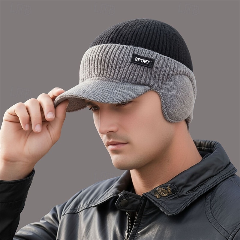 Pánské Unisex Klobouk s klapkami na uši PLacatá čepice Zimní čepice Pletená čepice Zimní čepice Beanie Černá Námořnická modř Polyester Pletený Útulný Denní nošení Jdeme ven Barevné bloky Teplý 2026 - $9.49 –P3