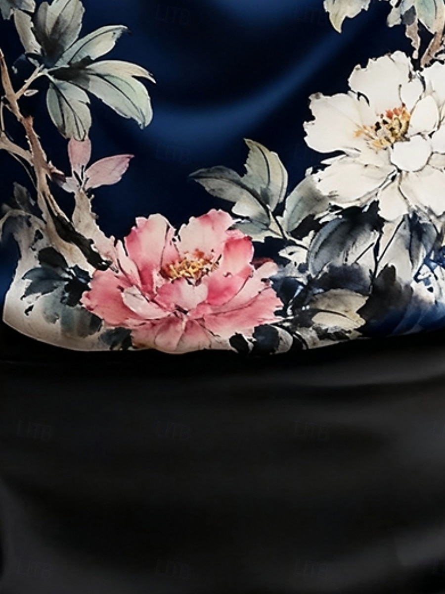 Pentru femei Cămașă Imprimeu Decorat Floral Elegant Stilat Casual Manșon Lung Glugă Gât Topuri obișnuite Zilnic Muncă Concediu Bleumarin Primăvară Toamnă 2026 - $34.99 –P3