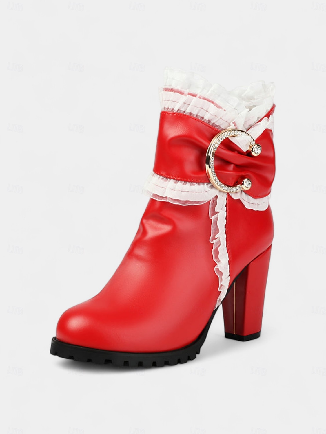 Rote Damenstiefeletten mit goldener Schleife – festliche High Heel-Stiefel für Damen – perfekt für Weihnachtsfeiern, Feiertagstreffen und Abende 2026 - $64.99 –P2