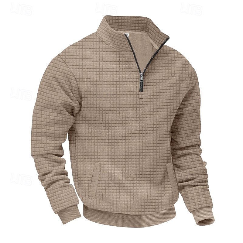Homme Sweat-shirt Sweat-shirt quart de fermeture éclair Gris Clair Demi-zip Uni Jacquard Quotidien Sport & Loisir Fête Polyester Streetwear Basique Occasionnel Printemps Automne Vêtement Tenue Pulls de 2026 ? $28.99 –P19