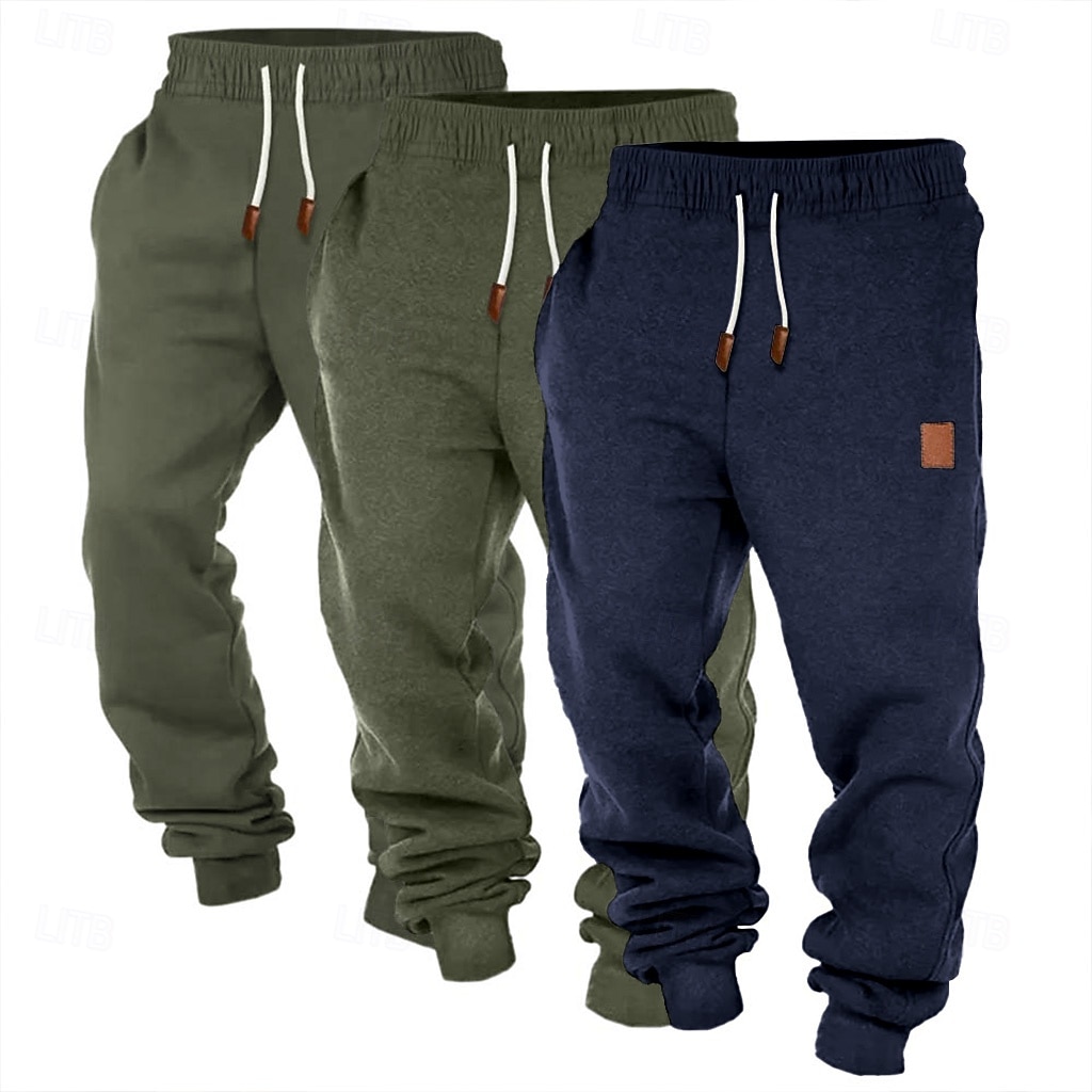 Муж. Штаны Джоггеры Флисовые штаны Кулиска Эластичная талия Мульти-упаковка Полотняное плетение Комфорт Полная длина на открытом воздухе Повседневные На выход Мода Классический 2025 - $29.99 –P17
