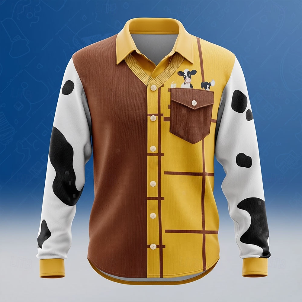 Hombre Patrones de cuadrícula / cuadros Disfraz Diseño de cuello falso y traje Camisa Abotonar la camisa Manga Larga Moda informal Festivos Casual Diario Primavera Otoño Cuello Vuelto Impresión 3D 2026 - $27.99 –P1