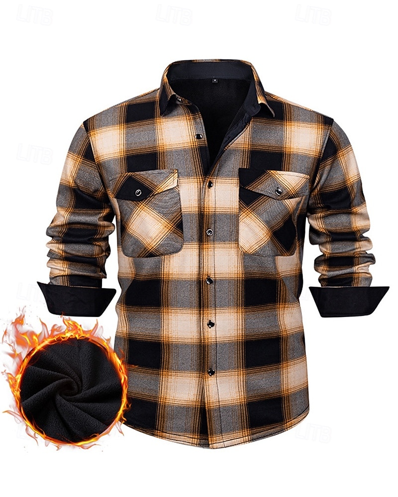 Per uomo Giacca-camicia Giacca camicia Giacca invernale Plaid Vacanza Abbigliamento quotidiano Bianco Rosso Blu marino Azzurro cielo Manica Lunga Bavero Autunno Inverno Abbigliamento Tasca Frontale del 2026 a $35.99 –P8