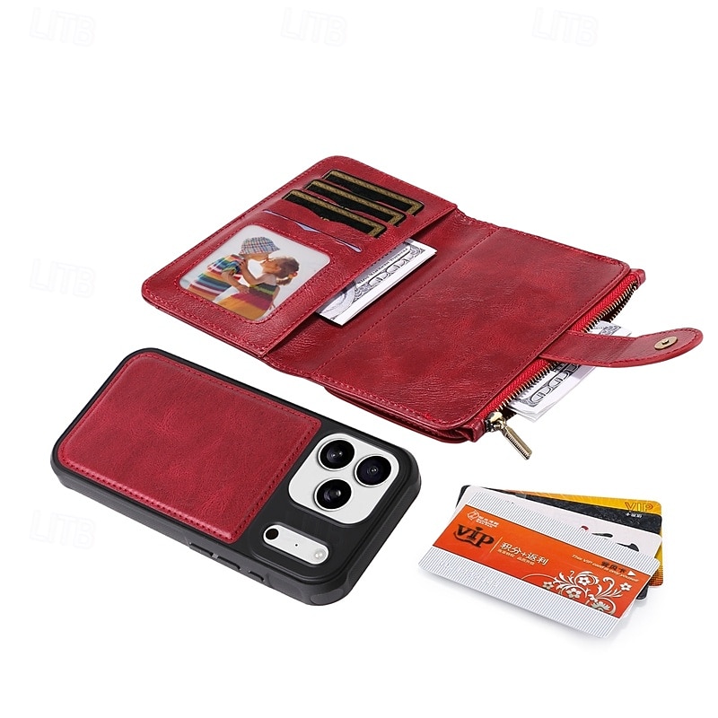 телефон Кейс для Назначение iPhone 17 Pro Max 17 Air Кошелек для карт Откидная крышка Магнитный Откидная подножка Разъем для карты Ретро ТПУ Кожа PU 2026 - $28.99 –P18