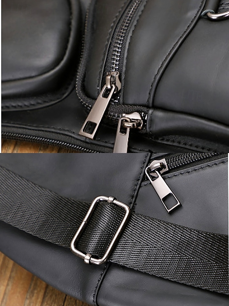 bolsa tiracolo masculina de couro premium - mochila tiracolo estilosa com vários zíperes para uso diário, viagens e atividades ao ar livre de 2026 por $34.99 –P9