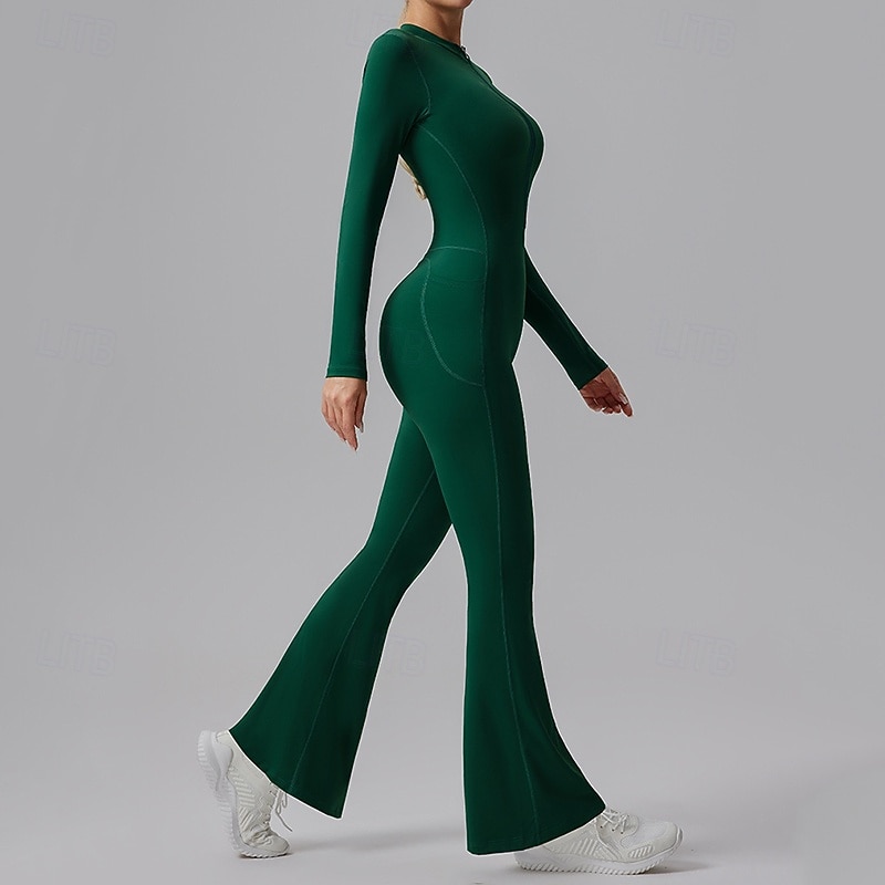 Mujer Mono de Fitness Mono de una pieza Cerrar Color sólido Body Primavera Otoño Negro Blanco Gimnasio Rutina de ejercicio Corriendo Control de barriga Manga Larga Deporte Ropa de Deporte Ajuste 2026 - $54.99 –P7