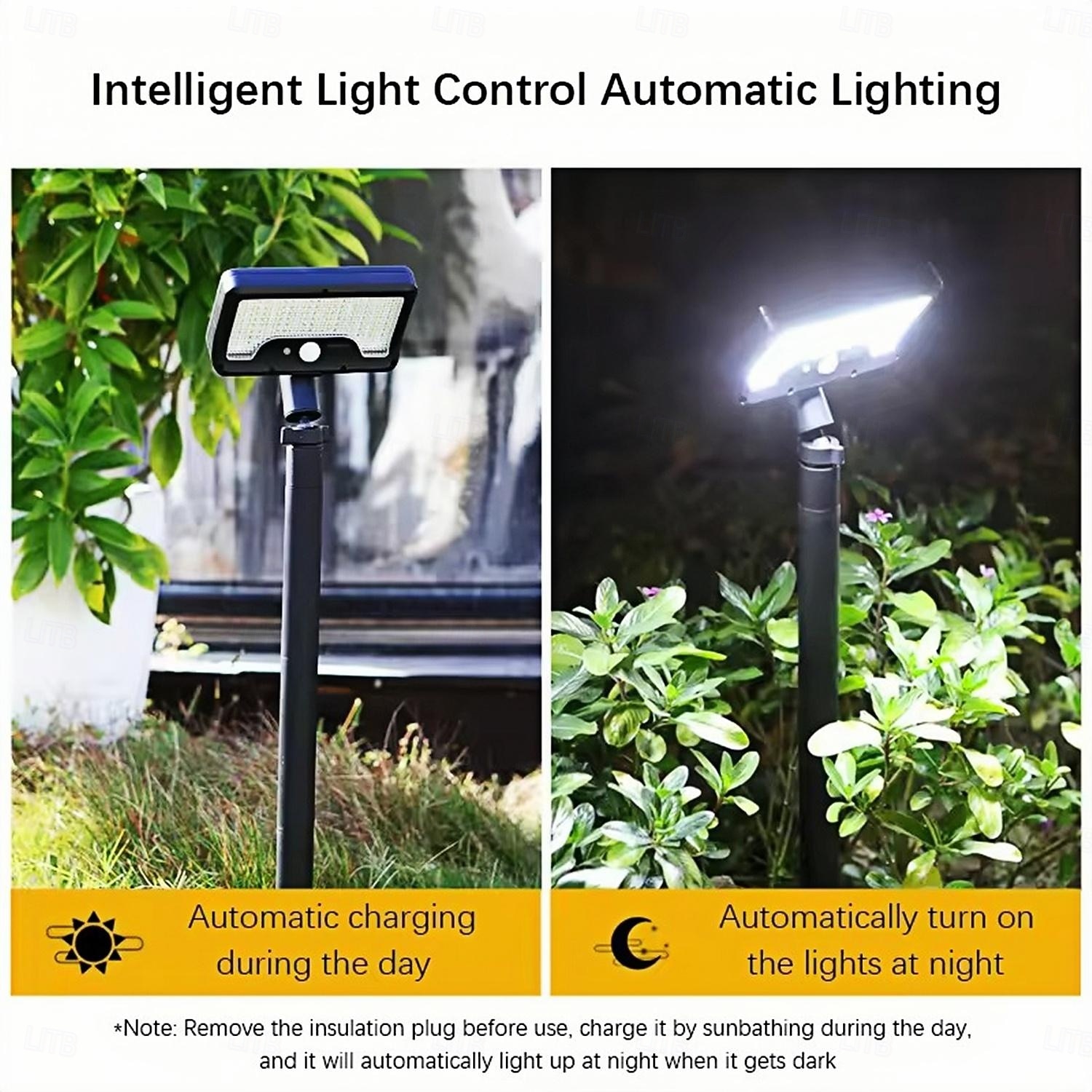 92led Tri Color Switching Solar Lawn Light Motion Sensor Channel Light Usb Power Supply Adjustable Angle Garden Courtyard Lighting  1PC 2025 - $35.99 –P8