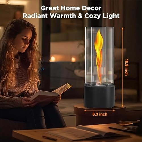 موقد نار خارجي من abletop مع طاولة زجاجية وجهاز تحكم عن بعد للتخييم 16*16*36 سم 2026 - $69.99 –P1