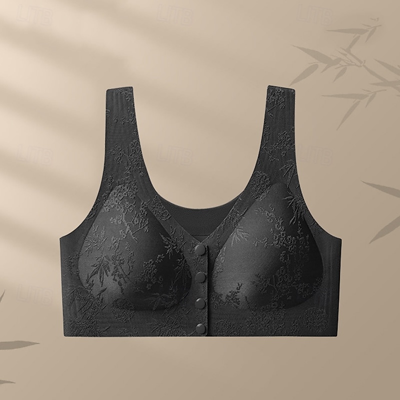 Mulheres Sutiã com fecho frontal Roupa-Interior Conforto Liberdade Total Sem Fio Cor Sólida / Simples Esporte Roupas Esportivas Roxo Profundo Preto Academia Pilates Zumba de 2026 por $31.99 –P7