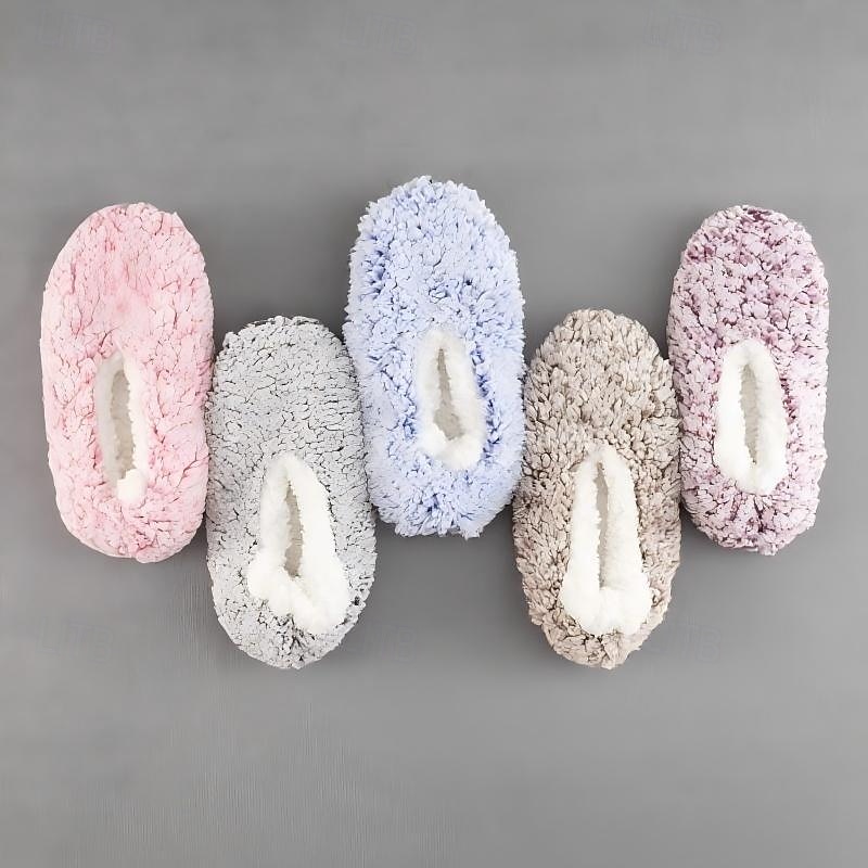 damesokker med fuzzy stjernemønster på gulvet, tykke bomulls-plysj-tøffelsokker for vinterhjemmet eller søvn, varme, koselige sklisikre innesokker 2026 - $12.99 –P3