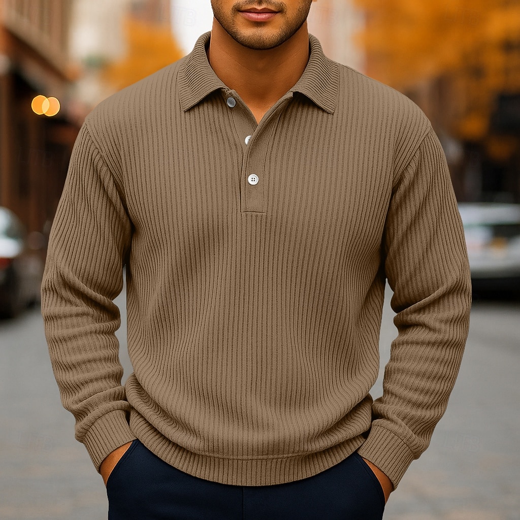 Per uomo Polo Camicia di Velluto a Coste Casuale Sportivo Bavero Manica Lunga Moda Essenziale Tinta unica Testurizzato Bottoni Caldo Autunno Primavera & Autunno Vestibilità regolare Blu Blu scuro del 2026 a $25.99 –P6