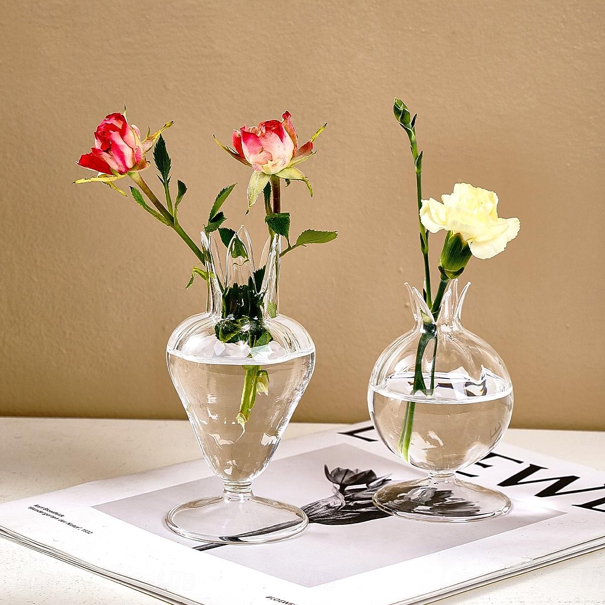 Cute Flower Bud-shaped Hydroponic Vase A Transparent Glass Flower Arrangement Table Decoration Piece Suitable for Home and Store Table Art Flower Arrangements and Decorative Vases 2025 - $9.99 –P4
