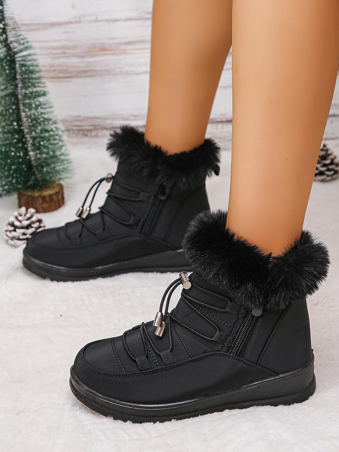 wasserdichte Schneestiefel für Damen mit Kunstfellfutter – Winterstiefel zum Schnüren mit Reißverschluss und verstellbaren Schnürsenkeln, in mehreren Farben erhältlich 2026 - $34.99 –P6