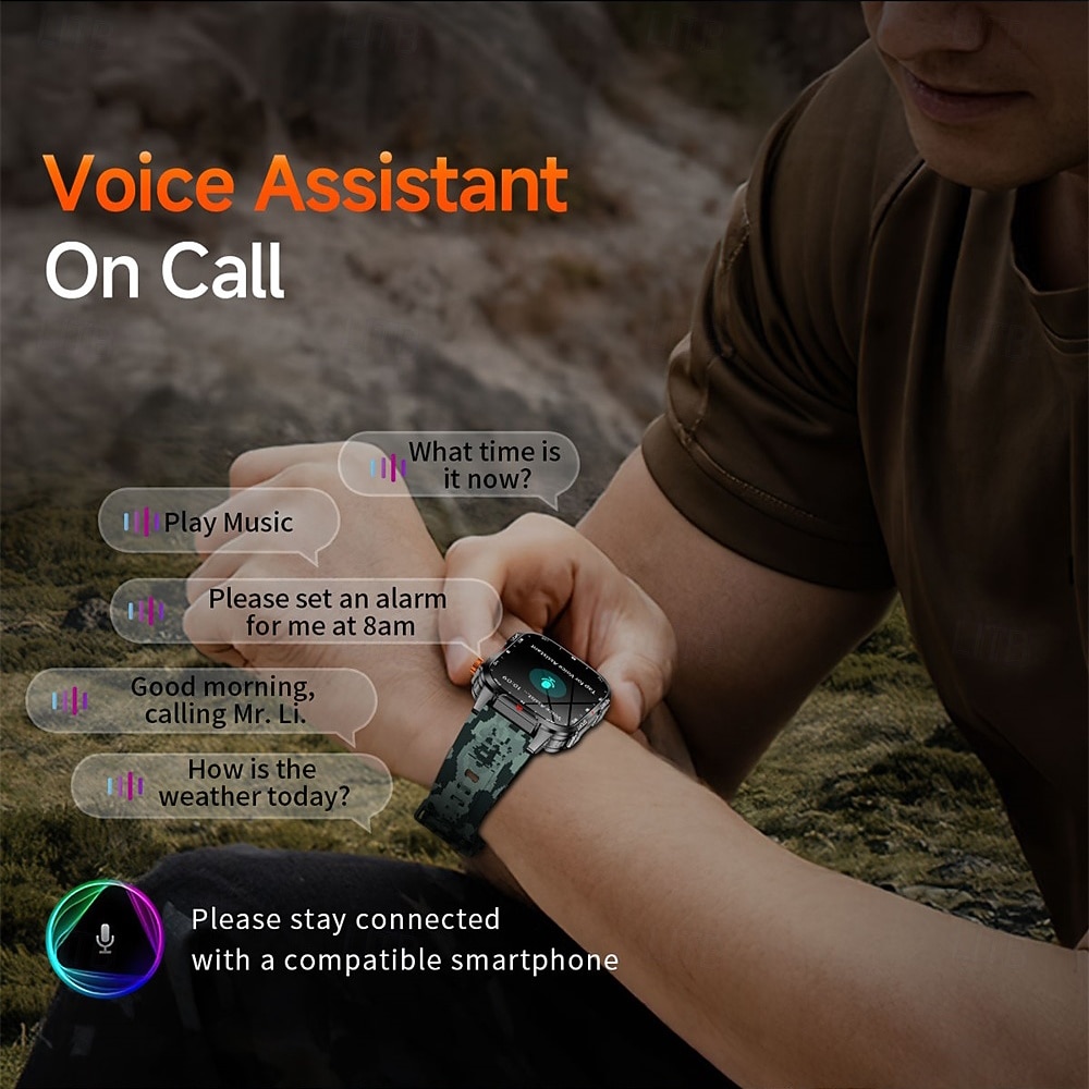 Nowy globalny smartwatch 2,01 cala, 1100 mAh, duża bateria, kompas LED, męski zegarek sportowy do użytku na świeżym powietrzu, asystent głosowy, połączenia bezprzewodowe 2025 - $37.99 –P12