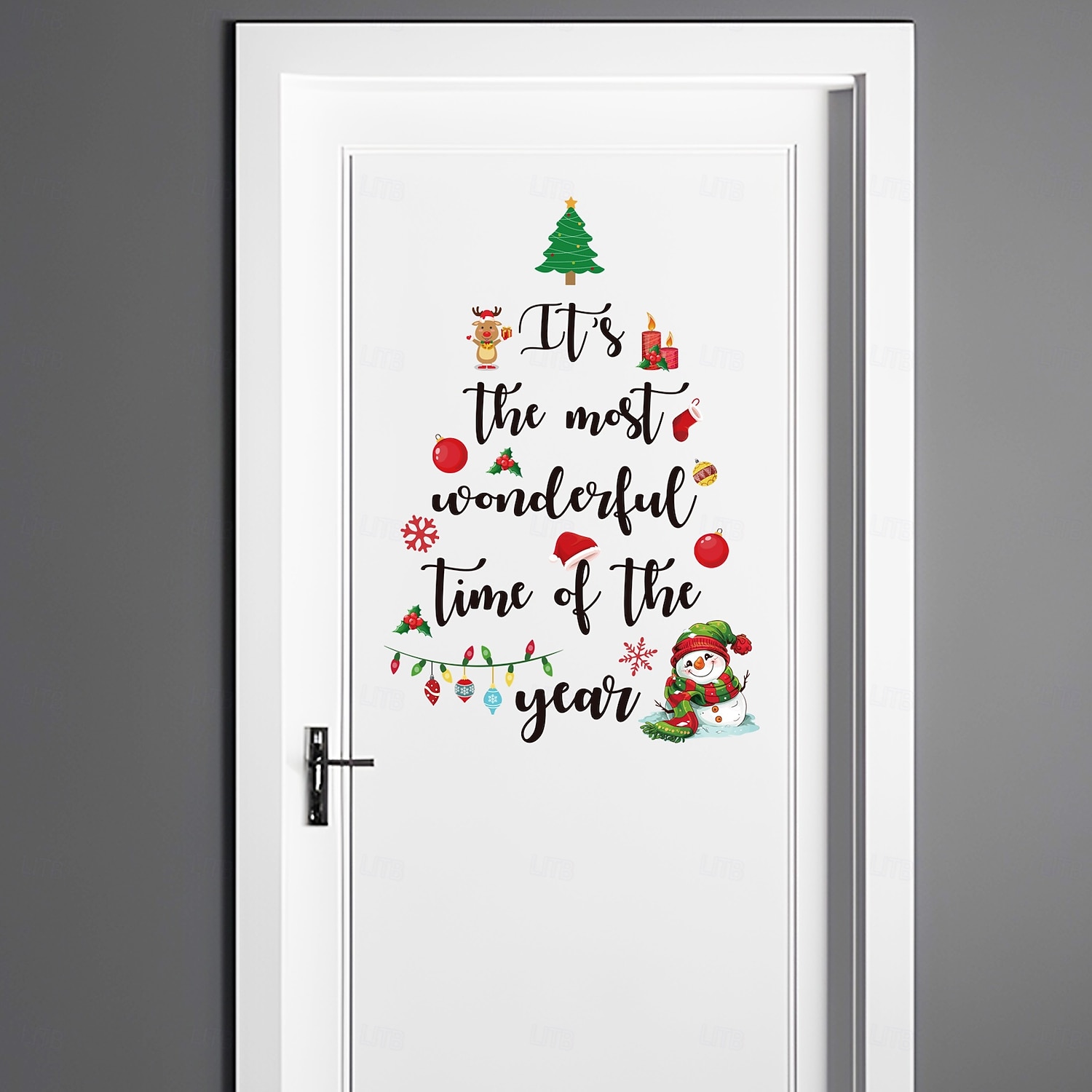 Vánoční samolepka na zeď, zimní vánoční stromeček, jedle a dárkový design, odnímatelná samolepka na zeď, slavnostní prázdninové pozadí, dekorace do obývacího pokoje, ložnice, kanceláře, párty, bytové 2026 - $6.49 –P4