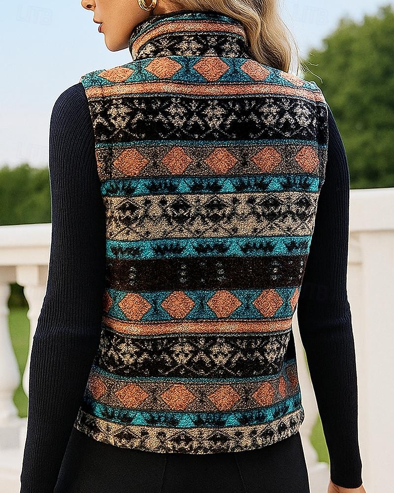 Per donna Grafico Cappotto invernale Gilet invernale Gilet in pile polare Autunno / Inverno Senza Maniche Athleisure Antivento Caldo Escursionismo Corsa Viaggio Vacanze Nero Grigio abbigliamento del 2026 a $31.99 –P2