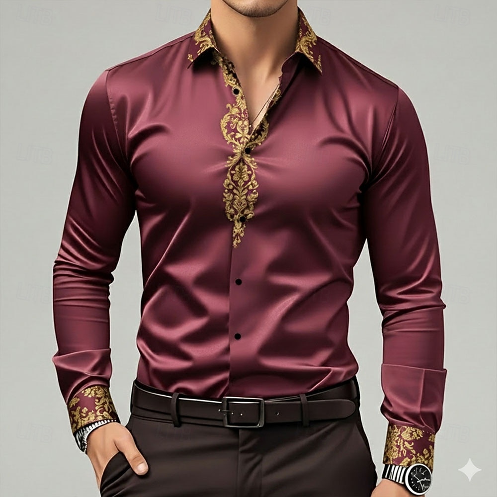 Per uomo Stampa Floreale Etnico Fiori Camicia Camicia in raso Camicia elegante Manica Lunga Vintage Retrò Vacanza Abbigliamento Quotidiano Estate Primavera Autunno Collo ripiegato Stampa 3D Camicie del 2026 a $29.99 –P1