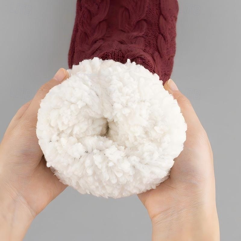 Zimní silné chlupaté podlahové ponožky, protiskluzové teplé vnitřní pantofle pro muže a ženy, útulné flanelové domácí ponožky do poloviny lýtek 2026 - $9.99 –P4