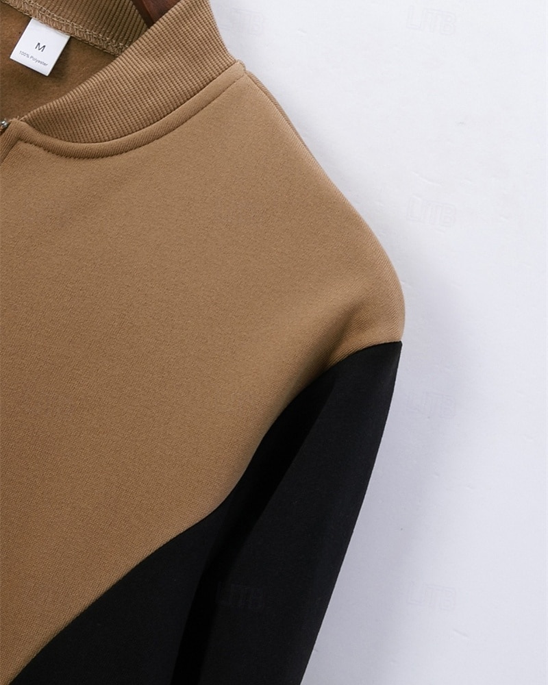 Муж. Легкая куртка Повседневная куртка Повседневные на открытом воздухе Карман Весна Осень Контрастных цветов Уличный стиль Стиль Воротник-стойка Обычная 2026 - $24.99 –P5