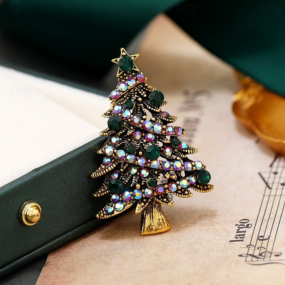 broche sapin de Noël – broche de Noël scintillante en cristal vert et arc-en-ciel pour femme de 2026 ? $7.99 –P4
