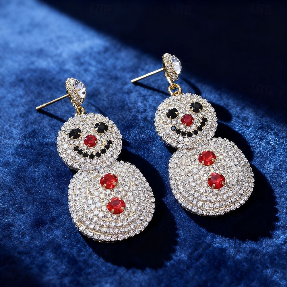 Pendientes colgantes de muñeco de nieve de cristal para mujer: accesorios de joyería navideña para fiestas navideñas y celebraciones invernales. 2026 - $14.99 –P4