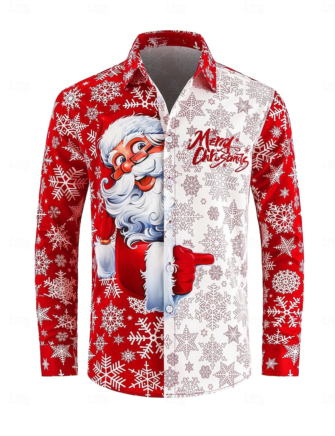 Karácsony Hosszú ujjak Gombos ing Mikulás Grafikus Újdonságok Vicces mert Férfi Felnőttek 3D nyomtatás mert Karácsony Farsang Újév Parti 2025 - $24.99 –P2