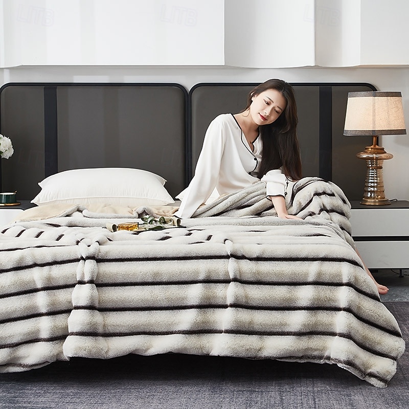 Luxury Thick Rabbit Fur Blanket Soft Plush Throw for Sofa Bed or Office Nap Warm Flannel Blanket 2026 - $49.99 –P7