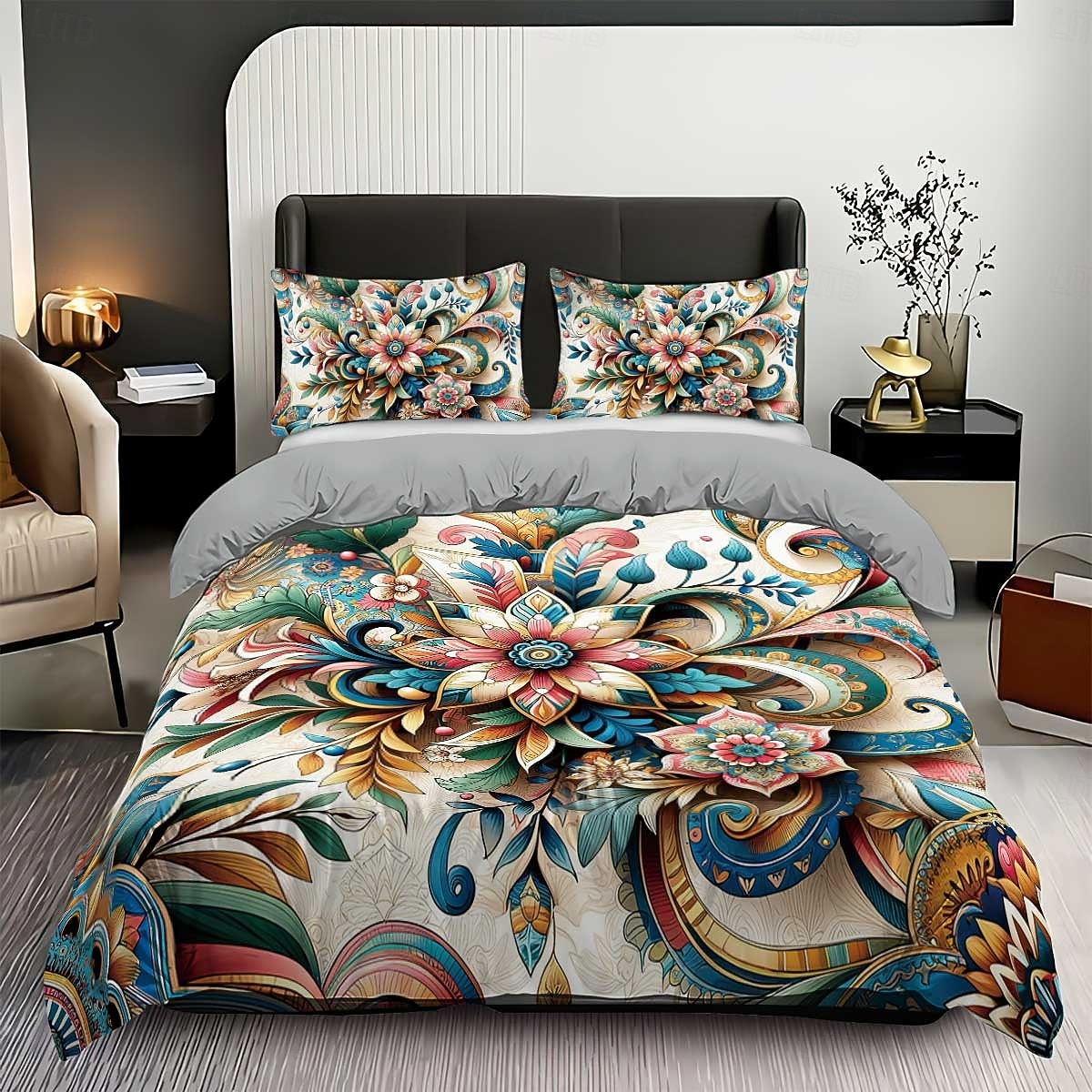 Σετ παπλωματοθήκης 3 τεμαχίων με ρετρό τρισδιάστατη εκτύπωση λουλουδιών από πούπουλα για κρεβάτι queen size, μαλακό κοντό βελούδινο κάλυμμα παπλώματος με 2 μαξιλαροθήκες - κλινοσκεπάσματα υπνοδωματίου 2026 - $37.99 –P5
