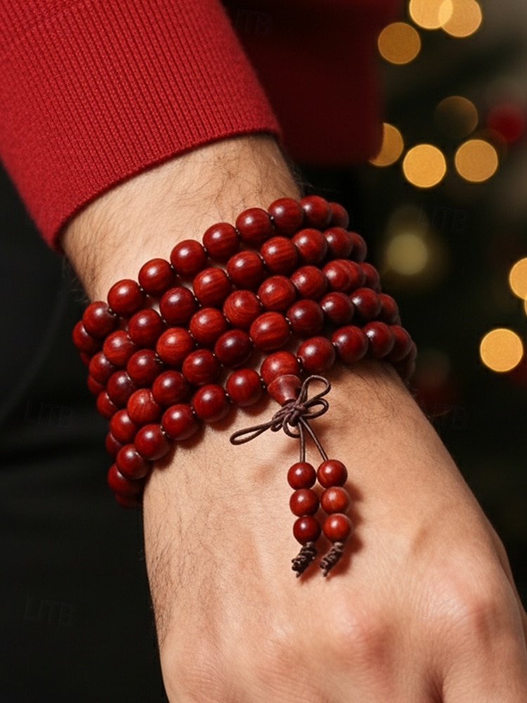 Bracelet de perles en bois multicouche pour homme, bracelet de prière mala vintage, bijoux fantaisie multicolores, cadeau de Noël unique pour un usage quotidien et les fêtes de 2026 ? $9.99 –P4