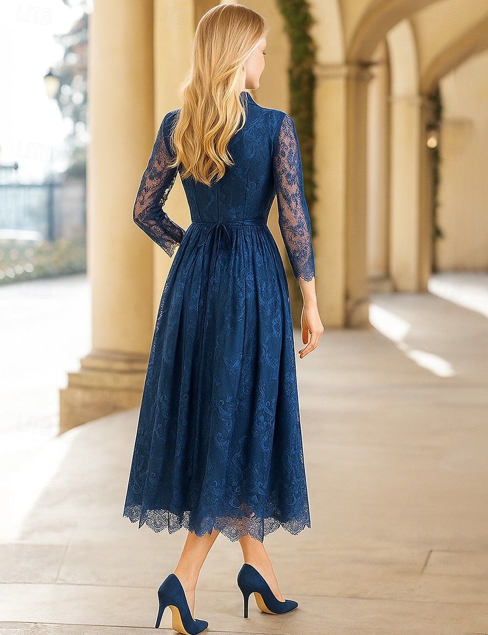 A-Linie Tee-Länge Partykleid Cocktailkleid Kleid für Hochzeitsgäste Brautmutterkleid Dreiviertelarm V Ausschnitt Elegant Formell Formeller Abend Hochzeitsfeier Tüll mit Spitze 2026 - $80.99 –P2