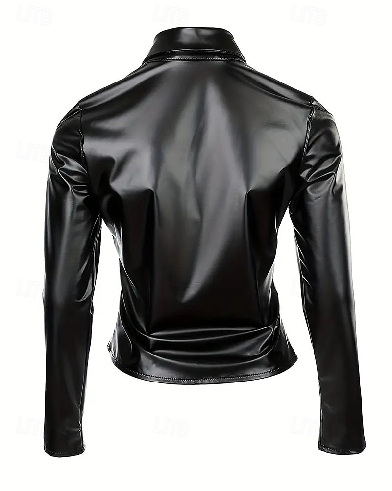 Per donna Giacca in Ecopelle Cappotto Invernale Caldo Confortevole Patchwork Bottoni Moda Casual Tinta unica Vacanza Streetwear Casuale Abbigliamento quotidiano Corto Regolare Collo ripiegato del 2026 a $45.99 –P3