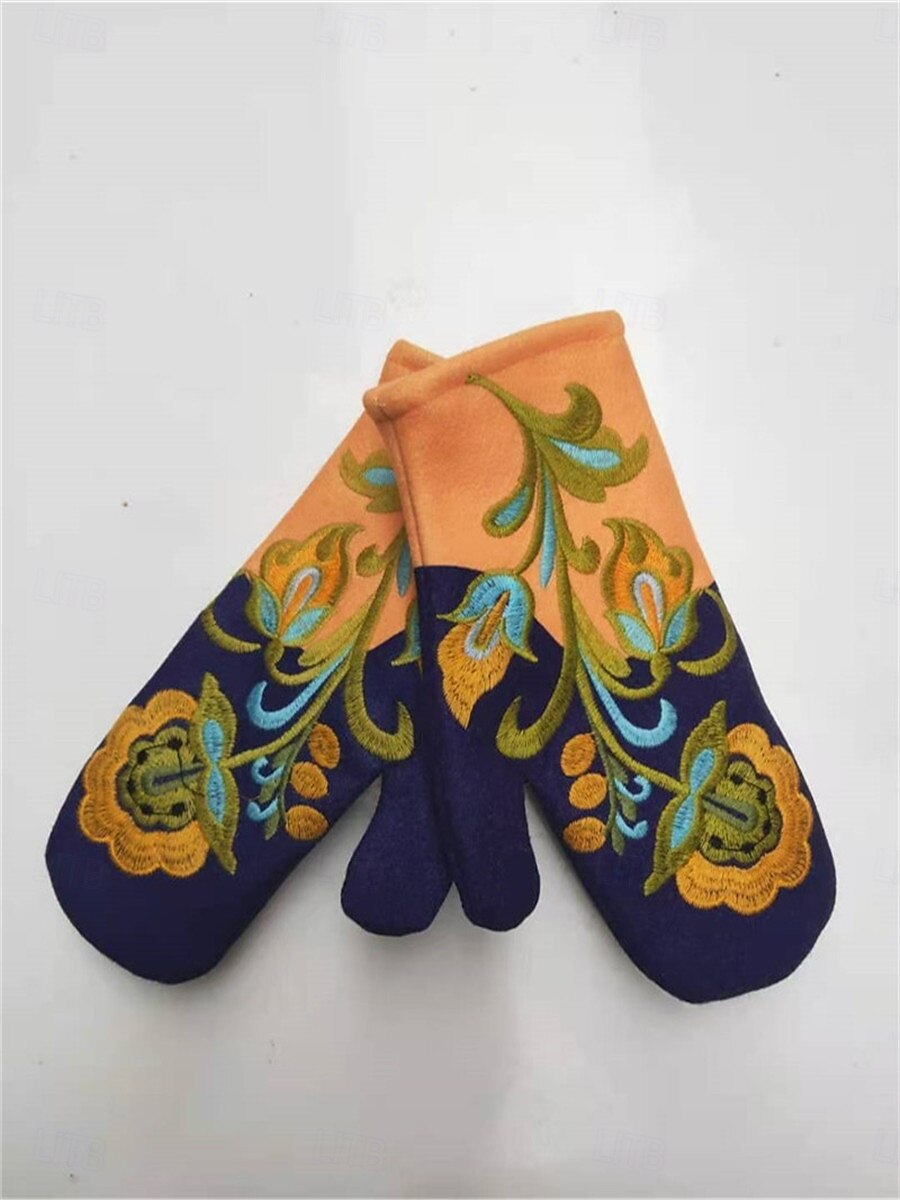Women's 1 Pair Fingerless / Fingertips / Winter Gloves Active / Outdoor Gloves - Flower Print 2026 - $23.99 –P7