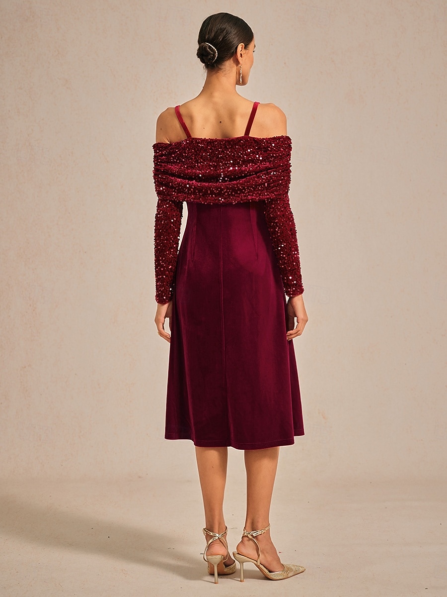 women's red off the shoulder dress for christmas Red 1950s Christmas Plaid Off-Shoulder Dress main image 1