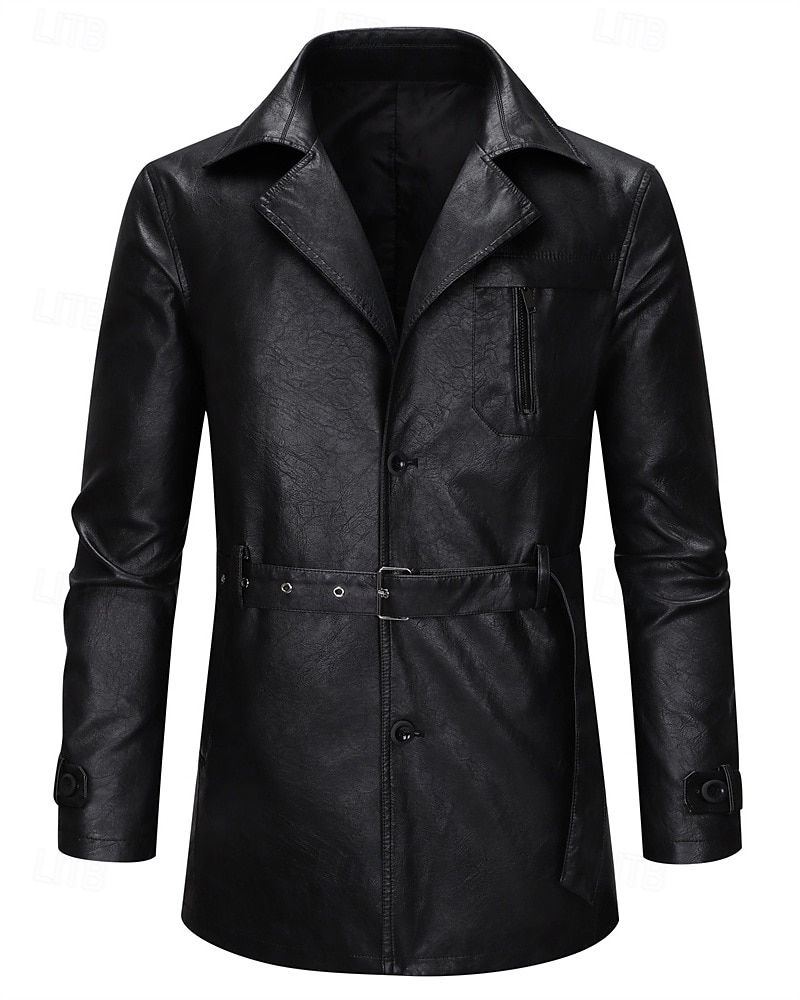 Herren Kunstlederjacke Bikerjacke Motorradjacke Urlaub Täglich Winddicht Warm Tasche Frühling Herbst Einfach Mode Klassisch Revers Regulär Schwarz Kaffee Jacken 2026 - $75.99 –P16