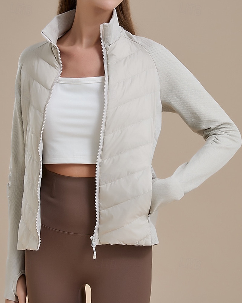 Women's Hiking Jacket Puffer Jacket Thermal Jacket Outdoor Thermal Warm Hiking Outfits Hiking Clothes Winter Autumn / Fall Top Camping / Hiking / Caving Winter Sports Running Solid Color Black White 2026 - $107.99 –P9